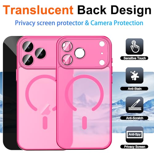 Image of for iPhone 17 Pro Max Case with Privacy Screen Protector, Hot Pink