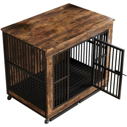 犬ゲージ ペットケージ 屋根付き Tufduzo 高耐久性 プッシュプル式トレイ付き 清掃簡単 車輪付き 組み立て簡単 室内外兼用 (112*74*96cm,A)