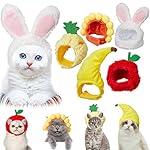 Weewooday 5 Sombreros para Gatos Gorro de Disfraz de Conejo con Orejas Gorro de Plátano Piña Divertido Accesorio Disfraz para Gatos y Perros Pequeños Gatito Cachorro (Estilo Lindo)