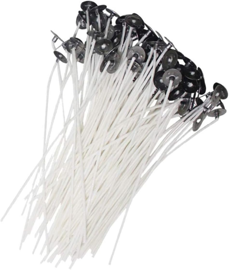 jojofuny 200Pcs Candle Wicks with Bases for DIY Candle Making No Smoke Stable Burning Compatible with Wax and Wick Stickers for Candle Lovers