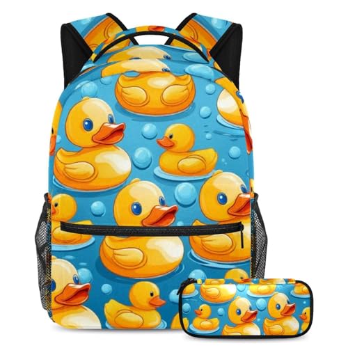 Canard en caoutchouc sac à dos enfants grand cartable scolaire avec trousse