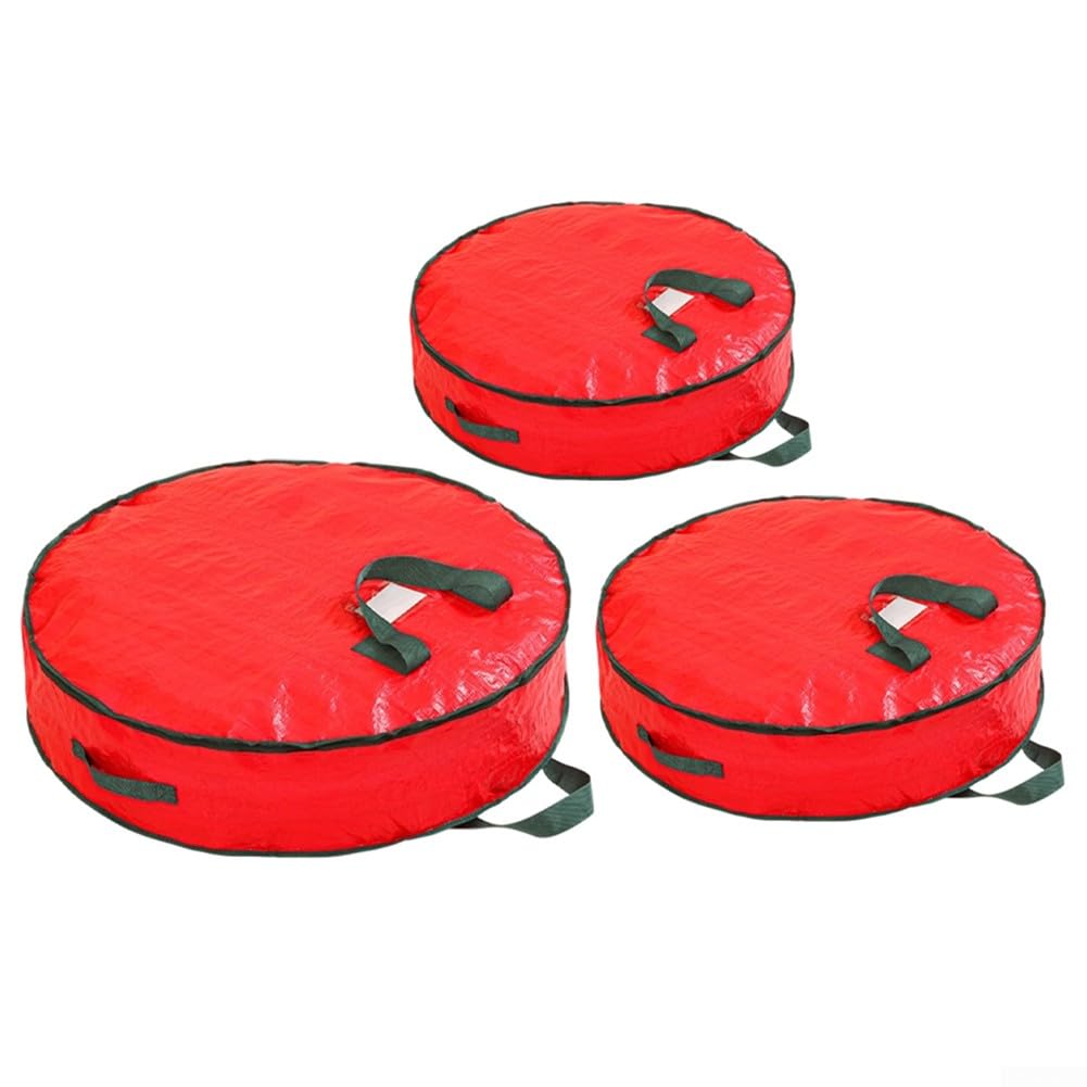 Bolsa de almacenamiento grande para coronas de Navidad, material de lona resistente con cremallera, contenedor protector resistente para coronas