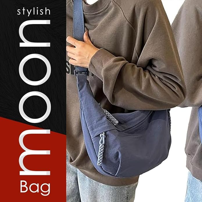 Image of Stvin Crossbody Travel Sling Bags for Women and Men, Crescent Shoulder Purse Bag with Zipper & Adjustable Strap, Half - Moon Shaped Waist Bag, Unisex Chest Bag - Nylon Fabric