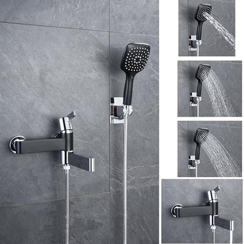 Mitigeur de douche mural avec douchette 3 modes et bec pivotant
