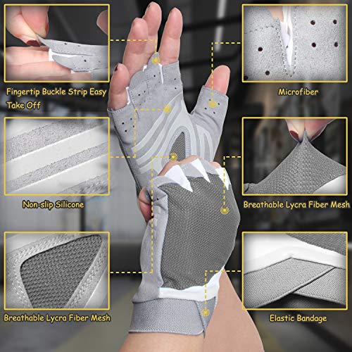 image for nononfish Exercise Gloves for Women Fingerless for Weight Lifting, Cyc