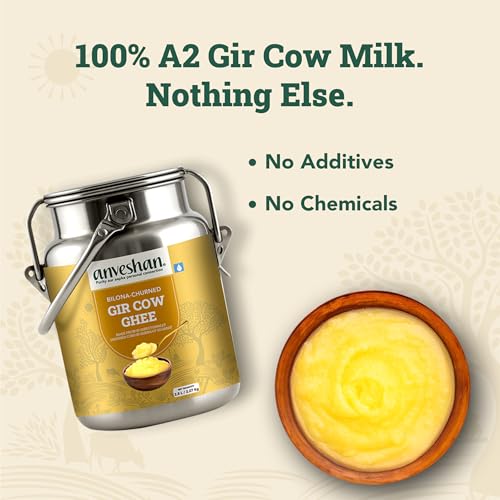 Image of Anveshan A2 Gir Cow Ghee - 2.5L Dolchi | Traditional Bilona Method | Curd- Churned | Cultured | Pure and Nutural | Lactose and Gluten Free | Lab Tested