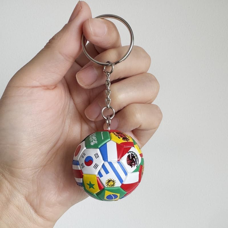 International Flag Soccer Ball Keychain 3D World Flags Football Charm Keyring Global Sports Accessory for Backpacks Keys Decorative for Soccer Sports Fans Gifts