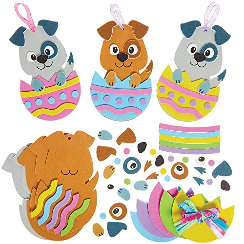 Baker Ross FX543 Kit de décoration d'oeufs de Pâques en forme de chien – Lot de 8, kits de décoration de Pâques en mousse pour les enfants