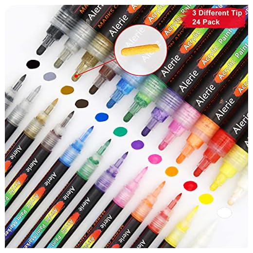 Acrylic Paint Pens - 24 Acrylic Paint Markers for Rock Painting, Stone, Ceramic, Glass, Wood, Fabric, Canvas, Set of 12 Colors Paint Markers with 3 Different Tip