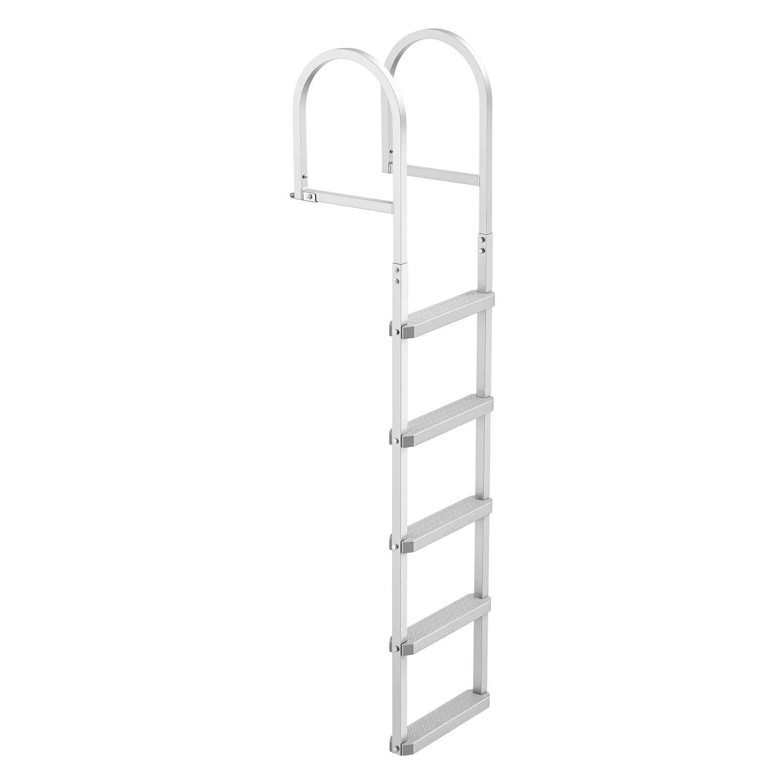 VEVOR Scaletta Smontabile per Molo, Scaletta Dritta da Pontile, 5 Gradini Antiscivolo in PP, Portata Massima 227 kg, Struttura in Lega di Alluminio, Design a Sgancio Rapido, per Laghi e Imbarcazioni