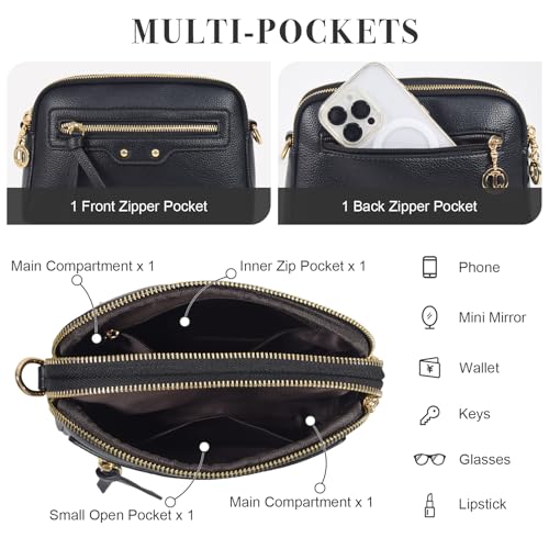 WITERY Small Crossbody Bag for Women Lightweight PU Leather Shoulder Bag Handbags Wristlet Clutch Purses with 2 Straps4