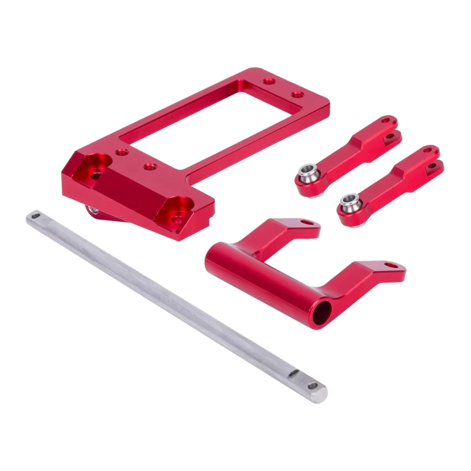 RC Car Accessories for Capra for LCG for Chassis 1/10 Portal Axle DIY Parts Aluminium CNC BAT Servo Mount with Hydraulic Steering Link RC Car Accessory Replacement(Red)