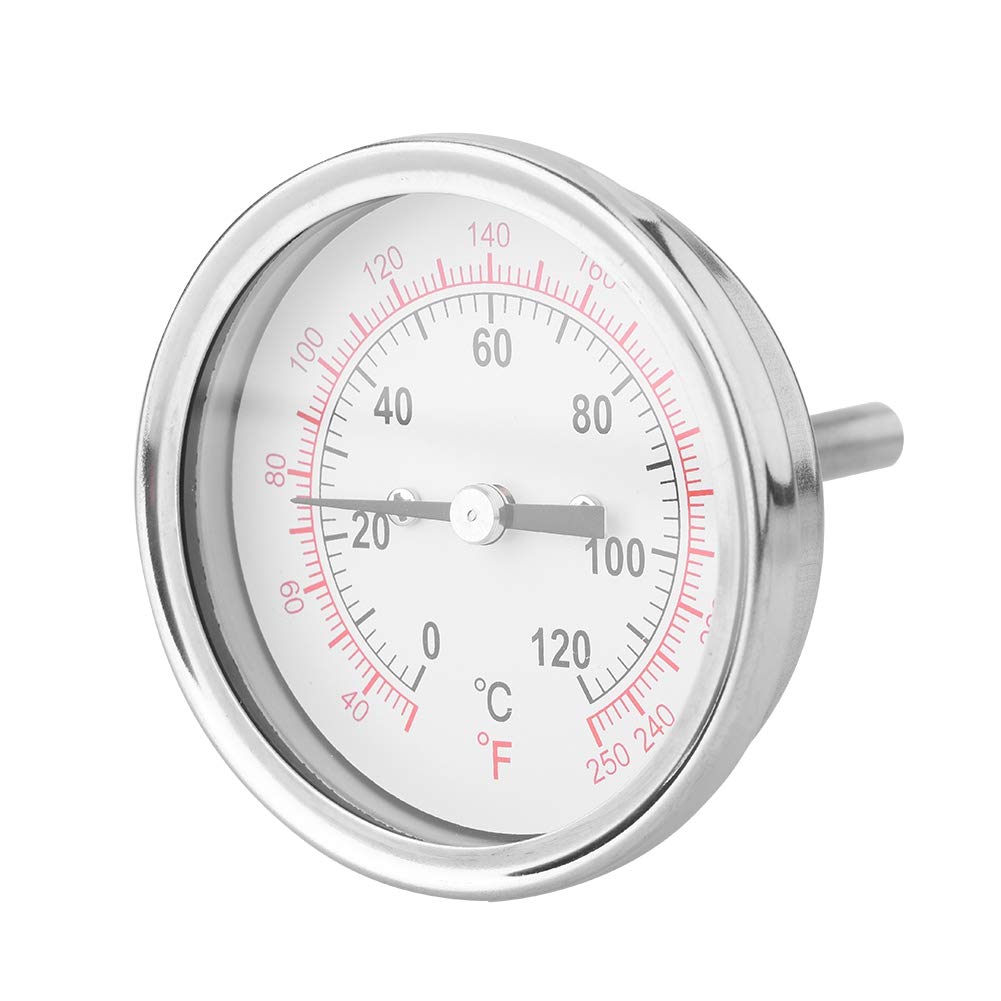 Vbestlife acqua calda tubo termometro 0-120 C 63 mm Temperatura di alluminio impermeabile quadrante orizzontale per la lettura della temperatura del serbatoio acqua calda tubo, tubo d' aria
