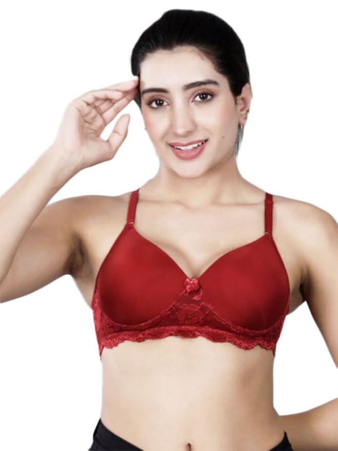 herryqeal Women's T-Shirt Bra |Padded | Wirefree | Full Coverage with Magic Under Cup Maroon-picture-28