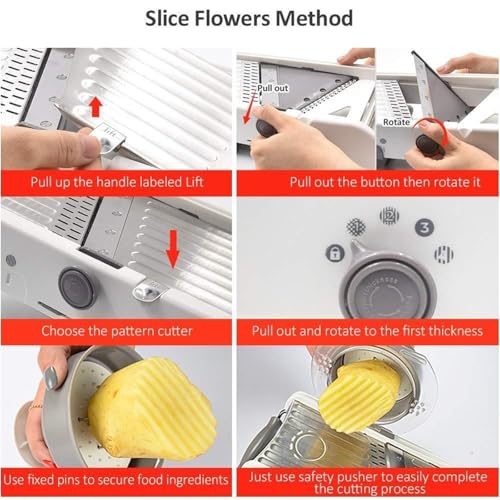 Mandolina Ajustable 18-en-1 Acero Inoxidable para Vegetales miniatura 5