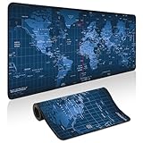 Mouse Pad Gaming - Desk Mat for Keyboard and Mouse - World Map Large Mouse Pads for Desk, Gaming Mousepad with Non-Slip Base, Desks Pad (31.5' X 11.8') for Game, Office and Home (Map)