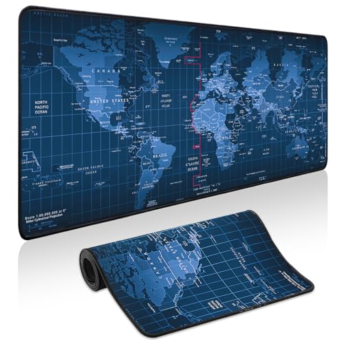 Mouse Pad Gaming - Desk Mat for Keyboard and Mouse - World Map Large Mouse Pads for Desk, Gaming Mousepad with Non-Slip Base, Desks Pad (31.5" X 11.8") for Game, Office and Home (Map)