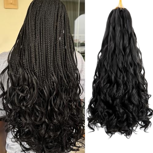 XGY 3 packs #1B Braiding Hair Pre Stretched 16 inch Prestretched Knotless Hair Long Straight Synthetic Box Braids Yaki Texture Hot Water Setting Hair Extensions