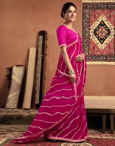 Image of SIRIL Women's Georgette Bandhani Printed Saree With Unstitched Blouse Piece