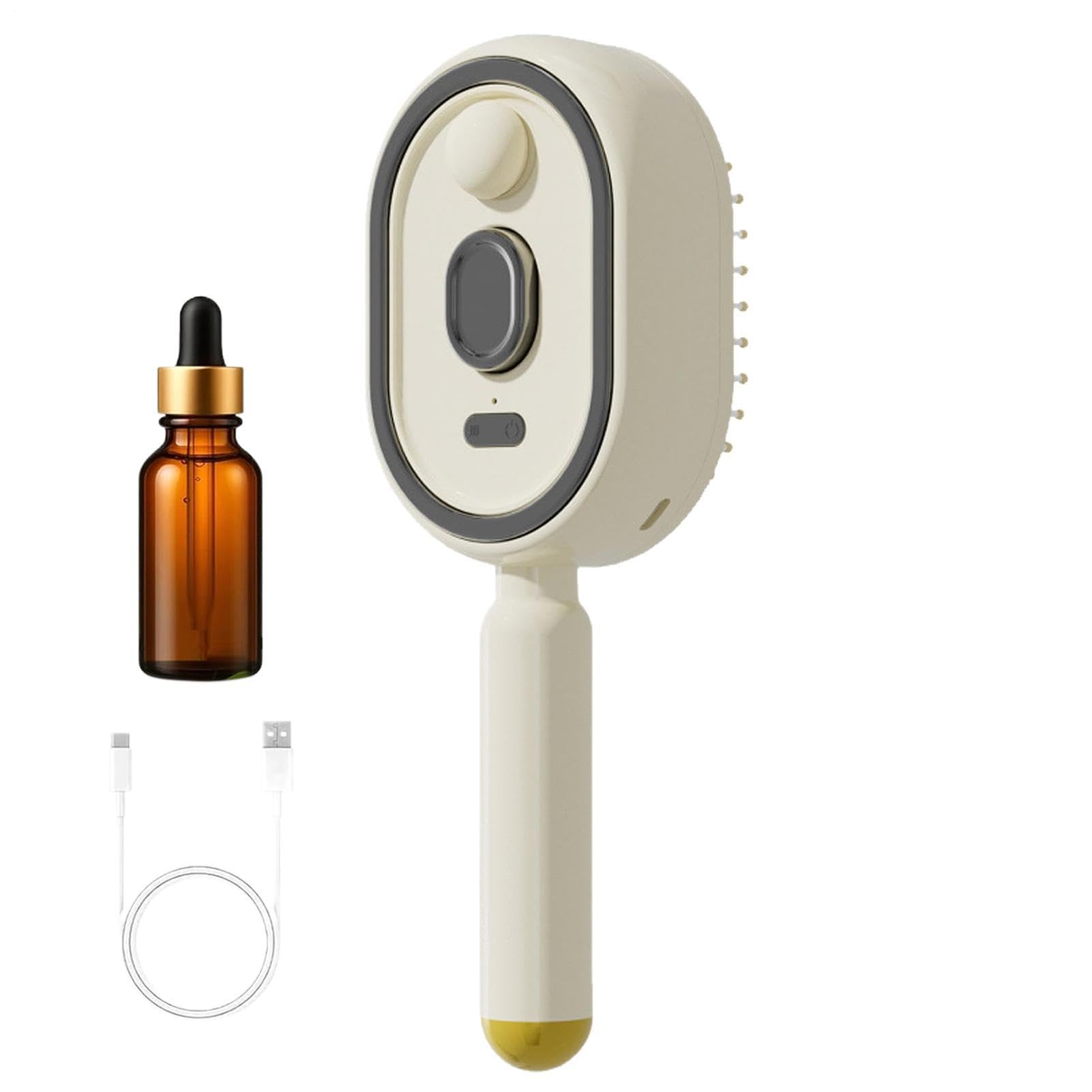 Spazzola a vapore - Pettine districante ricaricabile con olio e misurino, spazzola lisciante a vapore, per donne e ragazze, viaggio casa lisciante capelli ricci spessi