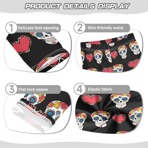 Red Heart Maxican Skull Girls Casual Leggings for Kids Printed Long Pant Bottoms Stretch and Soft3