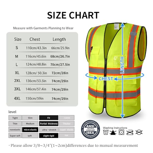 Hi Vis Vests for Women Men High Visibility Reflective Safety Vests Breathable With Pocket Zipper for Build Oudoor Work Meet ANSI/ISEA Standard - Image 5