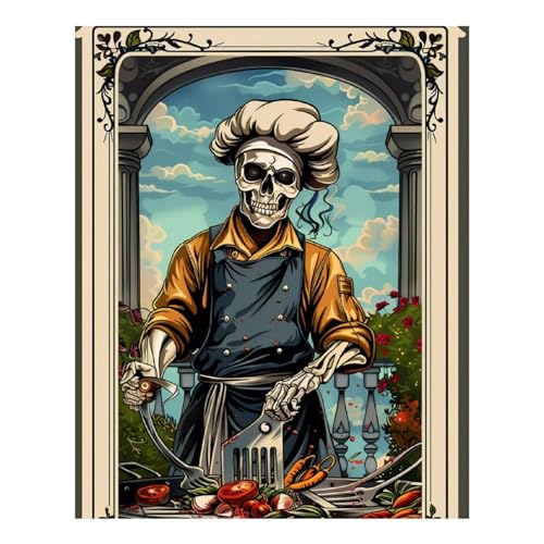 Novastar Kits de arte de diamantes para adultos, esqueleto, chef, barbacoa, escena 5D, sin marco, kits de pintura Dimond para adultos principiantes, kits de diamantes redondos para decoración de pared