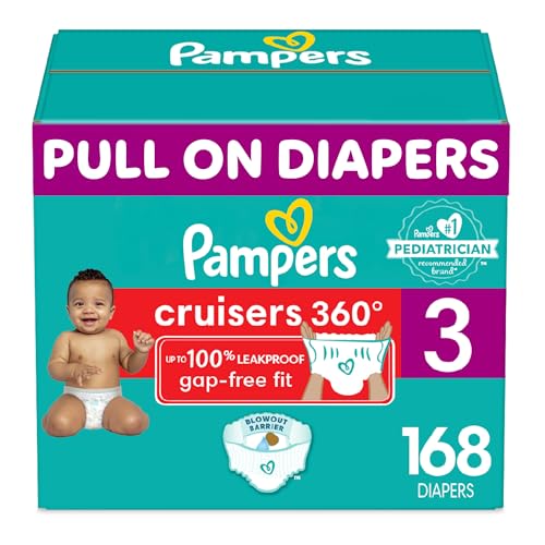 Image of Pampers Cruisers 360 Diapers - Size 3, One Month Supply (168 Count), Pull-On Disposable Baby Diapers, Gap-Free Fit