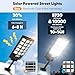 Solar Street Lights Outdoor Waterproof, 30000LM 6500K LED Motion Sensor Lights, Solar Flood Lights with Remote, Dusk to Dawn Solar-Powered Parking Lot Light, Commercial Area Lighting for Yard, 4-Pack