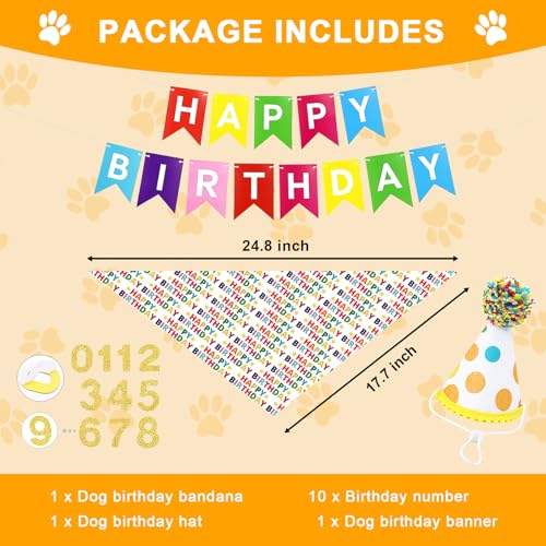 50% Off Dog Birthday Party Decorations Set with Bandana & Hat - Image 2