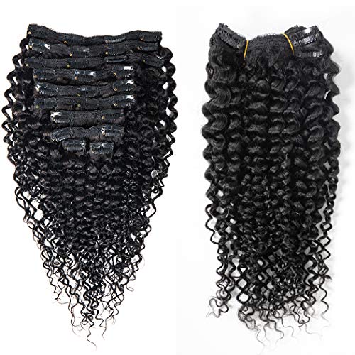 ZILING Curly Clip in Hair Extensions Human Hair for Black Women 8A Brazilian 3C 4A Kinkys Curly Real Hair Extensions Clip in Human Hair Natural Color 10pcs 120g/Set (Clip in hair, 20 Inch)