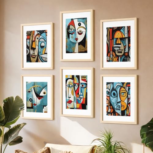 Image of NoWorries Piccaso art Wall paintings for living room Frames for Wall decor - Wall framed art prints posters (Pattern-Modern art) (17x25inches Multicolor) Set of 6 (ART-1)