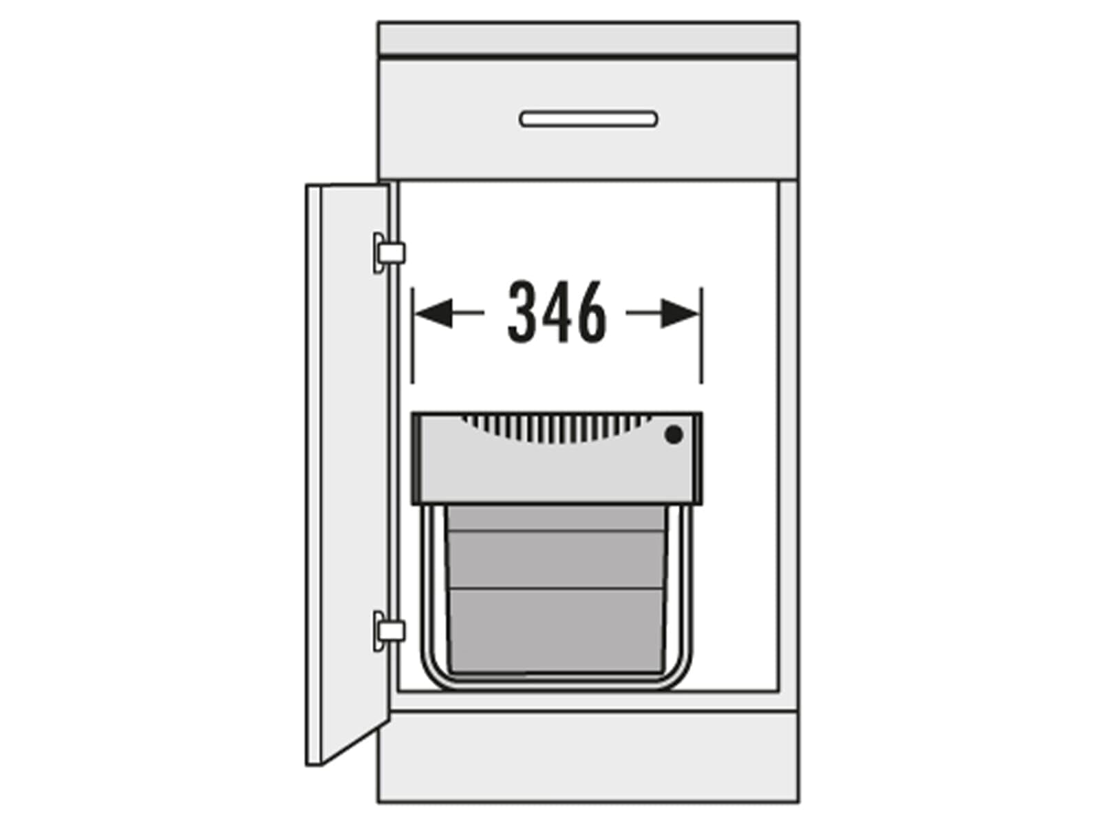 Hailo Abfallsammler 3641500 | Raumspar-Tandem 2x 18 Liter | ab 40cm Schrank mit Drehtür | 346 x 475 x 336 mm | Kunststoffteile hellgrau | 2 fach Abfalltrennsystem | einfache Bodenmontage