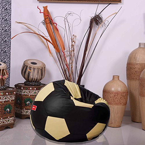 Image of Biggie Bean Bag Football XXL Bean Bag Without Fillers Cover (Black and Cream)