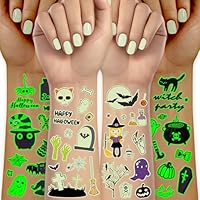 Acevegue 30 Sheets Halloween Tattoos for Kids, 330 Luminous Temporary Tattoos for Halloween Party Bag Fillers, Halloween Decorations Treats Activities Lights up Toys Costumes Accessories