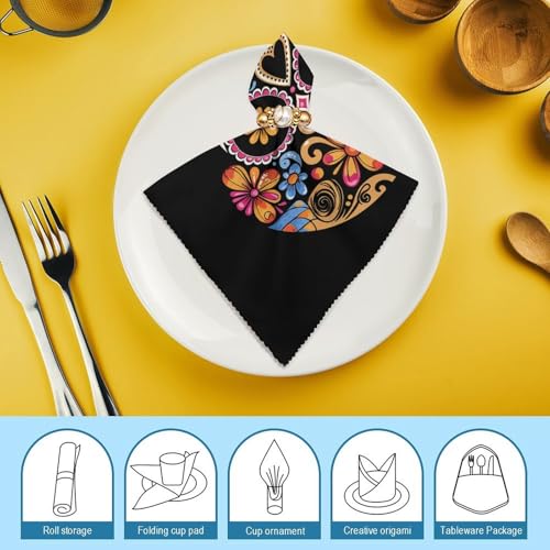 Servilletas de Tela con Calavera Dibujada a Mano, 4 PZS miniatura 7