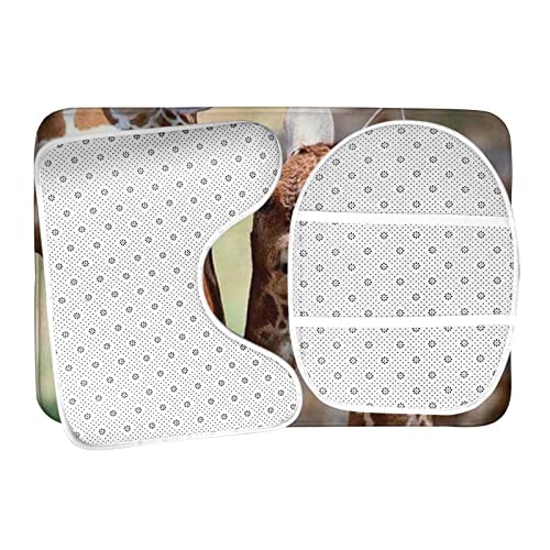 DIRYKILP Badematte + Konturmatte + Toilettendeckelbezug, zwei Giraffen 3-teiliges Badematten-Set, mit rutschfester Klebeunterseite – Bild 7