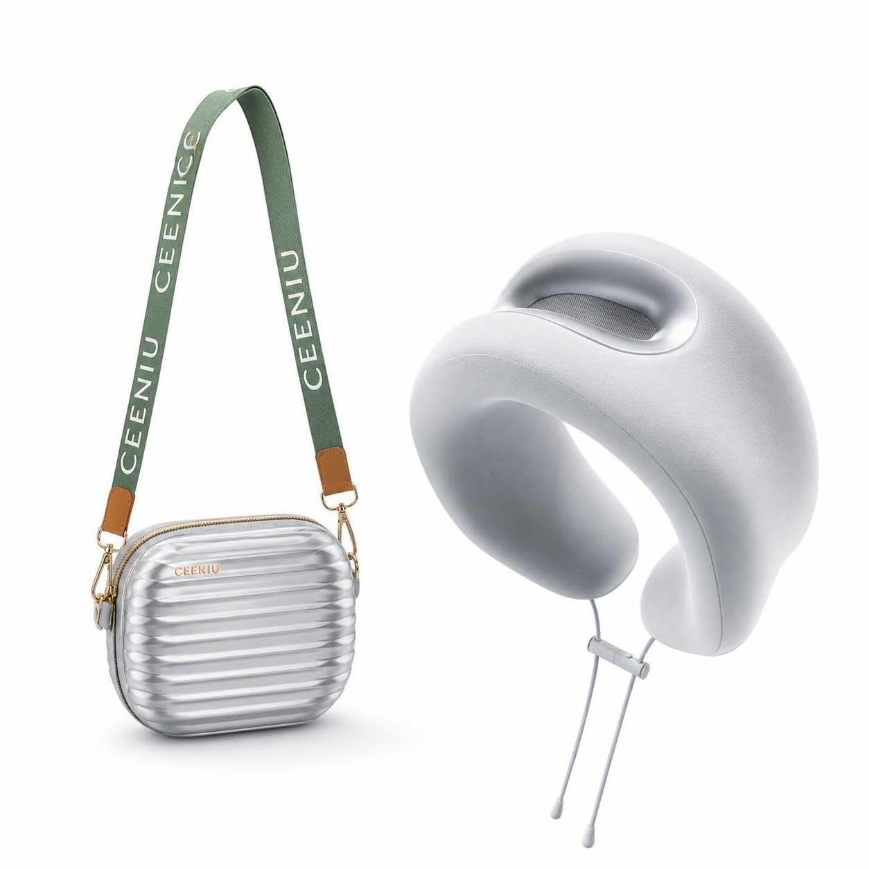 Almohada Viaje Ergonómica en Forma U Espuma Viscoelástica para Adultos, Gris Niebla Lunar