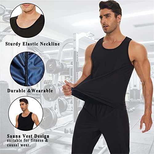 LAZAWG Sauna Sweat Vest for Men T Shirt Heat Trapping Tank Tops Waist Trainer Body Shaper Slimming Weight Loss Workout Suit