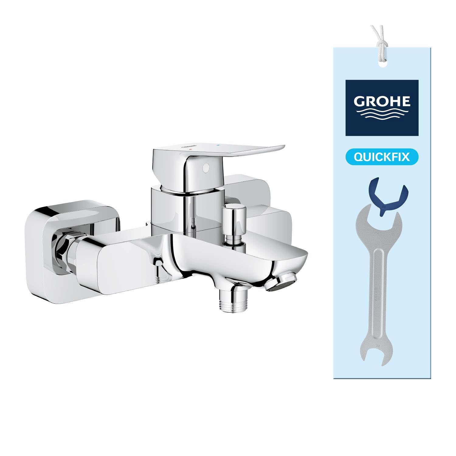 Mitigeur Bain/Douche mural GROHE Dice chrome avec clé de montage QuickSpanner