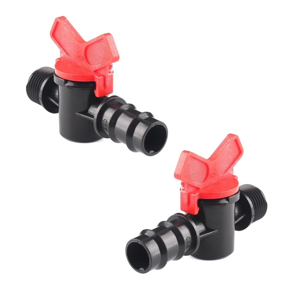 MiJunHD 20mm Hose Barb to G1/2≈20mm≈DN15 Male Thread, 2PCS Drip Irrigation Switch Valve, PE Pipe Hose Tube Shut-off Plastic Valve