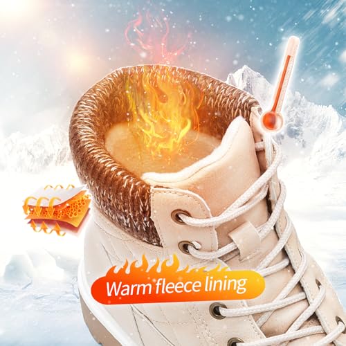 Adokoo Boots for Women Waterproof Fall Winter Ankle Boots Snow Black Combat Boots Lace Up Non Slip for Hiking Work - Image 4