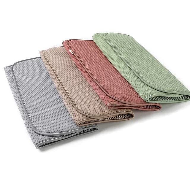 XieXie Ultra Absorbent Reversible Microfiber Dish Drying Mat and Protector for Kitchen Countertops, Sinks - Folds for Compact Storage Pack of 3 pcs.3 Sizes (30x40)(40x48)(45x60) CM