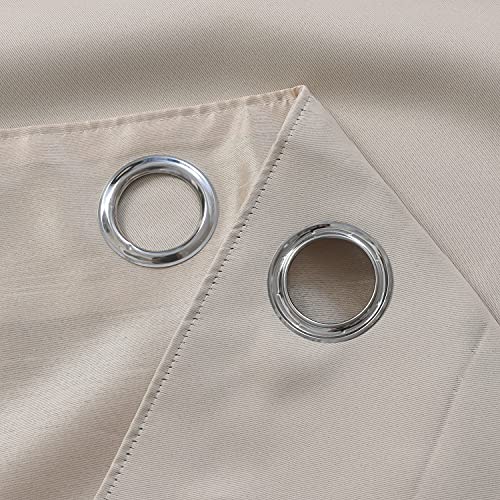 Image of GYROHOME Faux Silk Room-Darkening Blackout Curtains (Beige Liner) Solid Window Treatment Drapes for Bedroom Living Room, Thermal Insulated Ring Top (2Panels, 46x90inch,Light Gold)