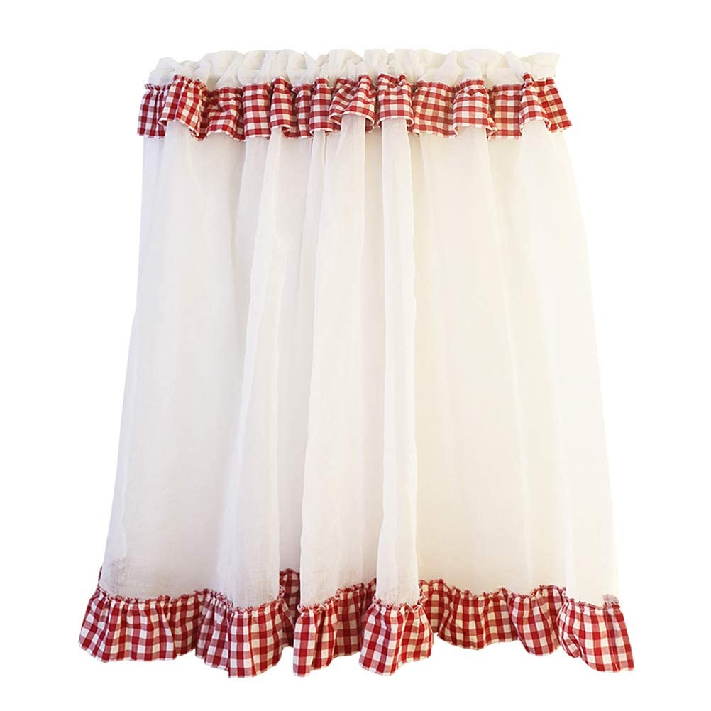 Rideau blanc voile de cuisine tamisant contre le vis-à-vis style pastoral frais 170x33cm