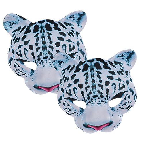 KESYOO 2pcs Halloween Snow Leopard Mask Mardi Gras Costume Masks Masquerade Half Face Mask Scary Halloween Mask Leopard Party Supplies Zoo Animal Masks Scary Mask LED Face Mask Eva