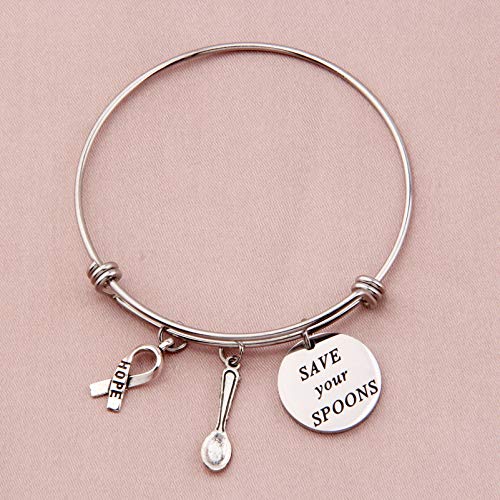 CHOROY Spoonie Gift Save your Spoons Bracelet Fibromyalgia Gift Mental Health Awareness Jewelry Chronic Illness Gift (Save your Spoons)2
