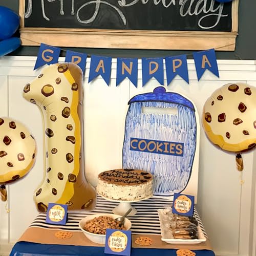 Image of Chocolate Chip Cookie Number 1 Balloon- 40 Inch Foil Mylar Balloon for Milk and Cookies 1st Birthday Cookie First Birthday Decorations