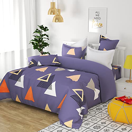 Image of BSB HOME Cotton Bedsheets 144 TC Cotton Double /Queen Size Bed Cover with 2 Pillow Covers - Grey, White (90X90 inches)