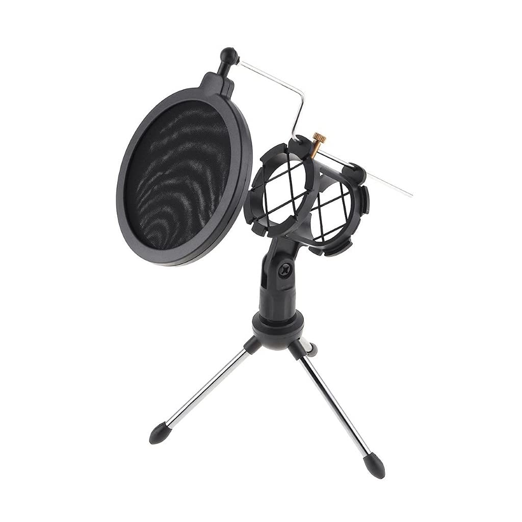 Shock mount pour microphone avec trépied de table et support universel